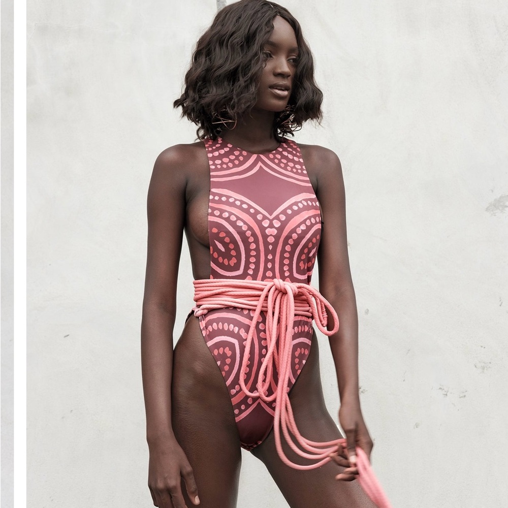 NWOT Andrea Iyamah Pink Patterned Swimsuit